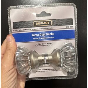 Defiant Glass Door Knobs Satin‎ Nickel Finish 2 1/4" 393 098 Interior w Spindle